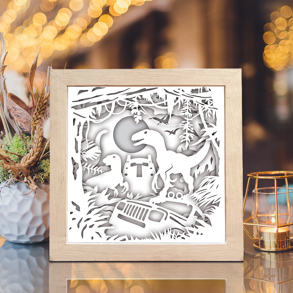 Jurassic Park 1 square – 3D Lightbox SVG File for Cricut & Silhouette
