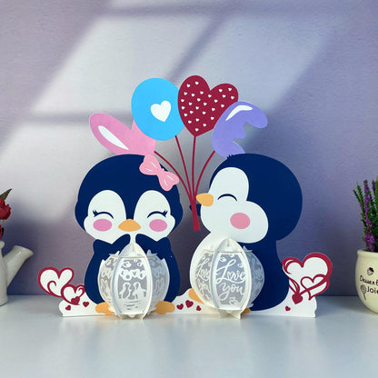 Penguin Couple – 3D Lantern SVG File for Cricut & Silhouette