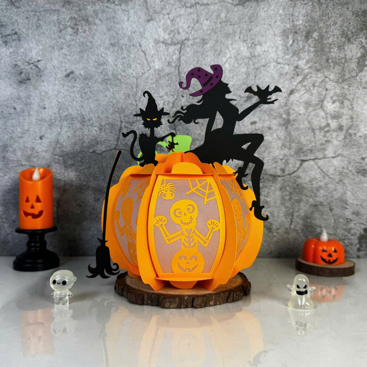 Pumpkin Witch - 3D Halloween Paper Lantern File - Cricut File  - VEKTOR KRAFT