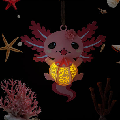Pink Axolotl – 3D Lantern SVG File for Cricut & Silhouette