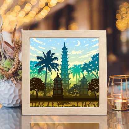 Tran Quoc Pagoda – 3D Lightbox SVG File for Cricut & Silhouette