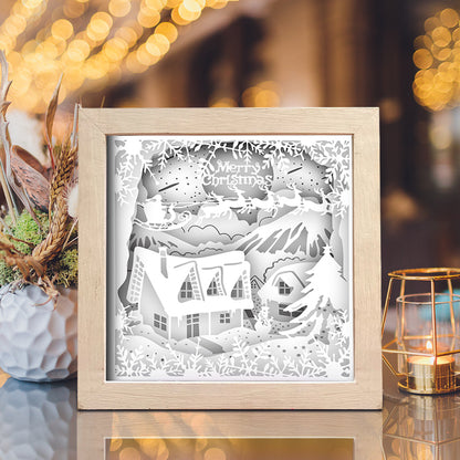 Merry Christmas 6 Square – 3D Lightbox SVG File for Cricut & Silhouette
