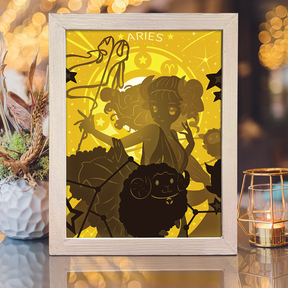 Zodiac Aries – 3D Lightbox SVG File for Cricut & Silhouette