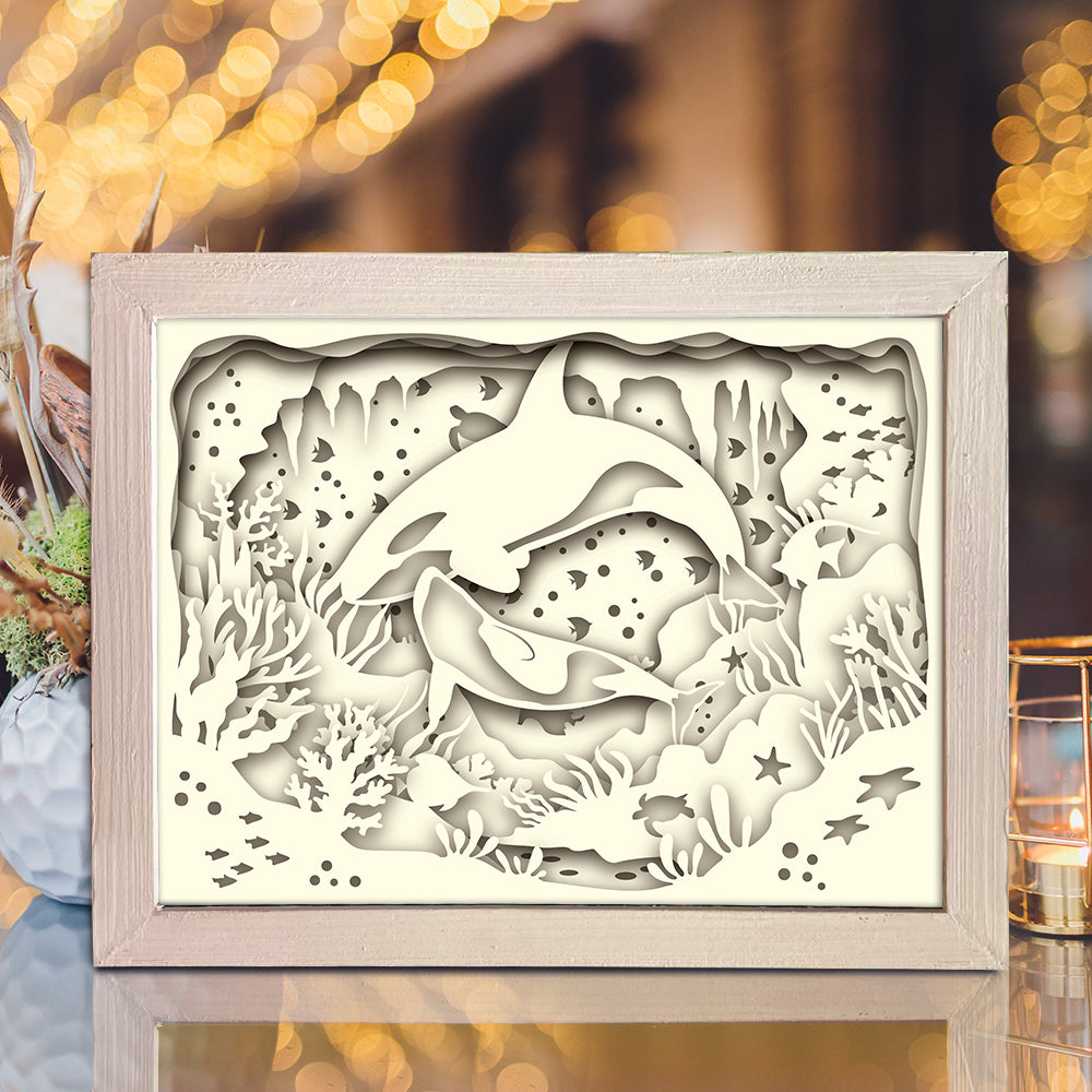 Orca Whales – 3D Lightbox SVG File for Cricut & Silhouette