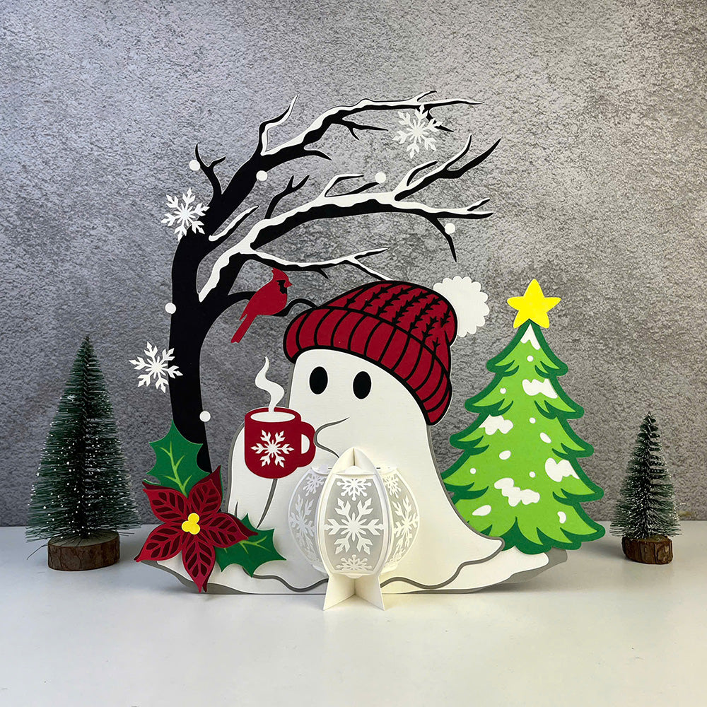 Christmas Ghost 1 - 3D Lantern File  - Cricut File  - VEKTOR KRAFT