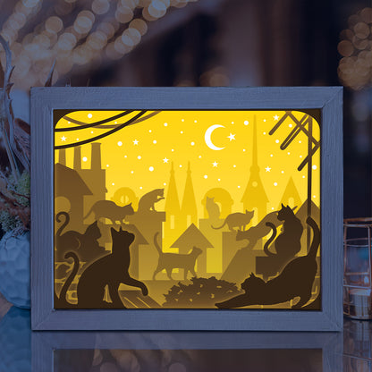Cats In The City – 3D Lightbox SVG File for Cricut & Silhouette