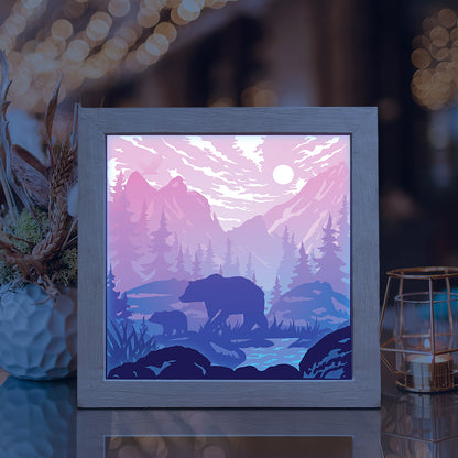 Bear In The Forest – 3D Lightbox SVG File for Cricut & Silhouette