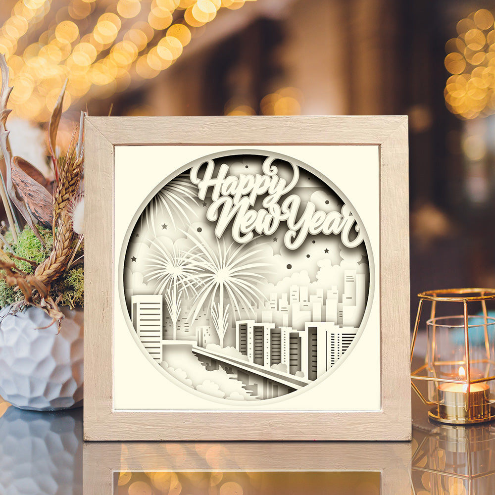 Happy New Year – 3D Shadow Box SVG File for Cricut & Silhouette