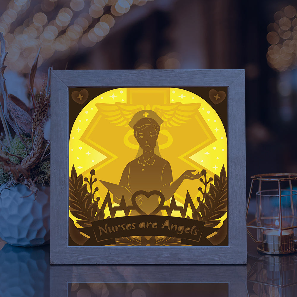 Nurses are Angels – 3D Lightbox SVG File for Cricut & Silhouette
