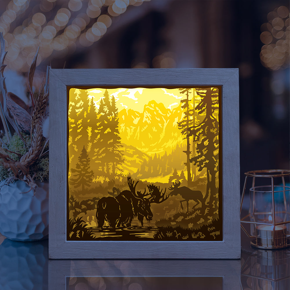 Moose Square – 3D Lightbox SVG File for Cricut & Silhouette