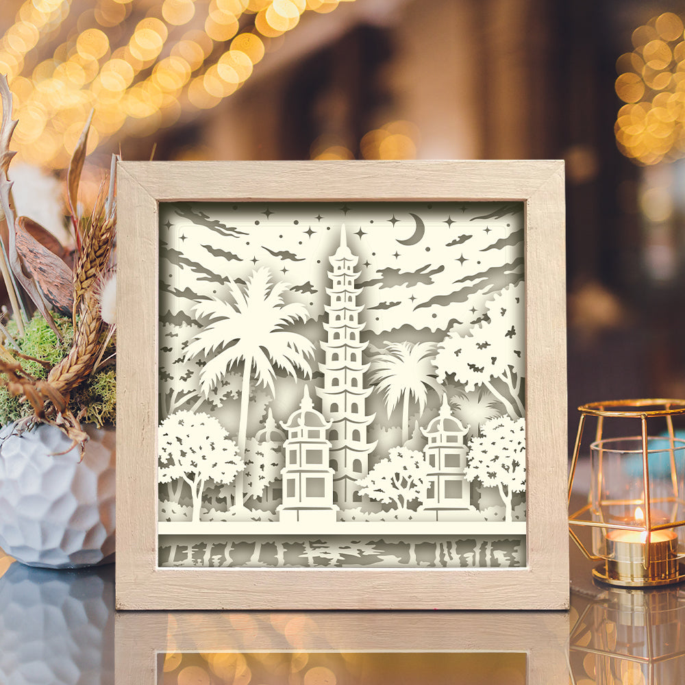 Tran Quoc Pagoda – 3D Lightbox SVG File for Cricut & Silhouette