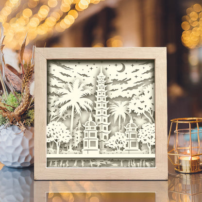 Tran Quoc Pagoda – 3D Lightbox SVG File for Cricut & Silhouette
