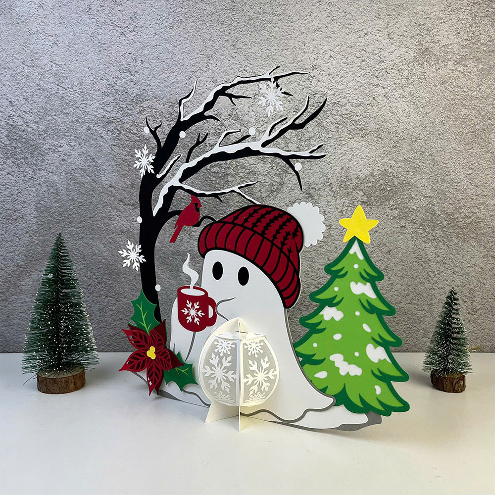 Christmas Ghost 1 - 3D Lantern File  - Cricut File  - VEKTOR KRAFT