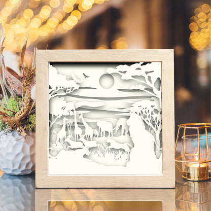 Africa Landscape 1 Square – 3D Lightbox SVG File for Cricut & Silhouette