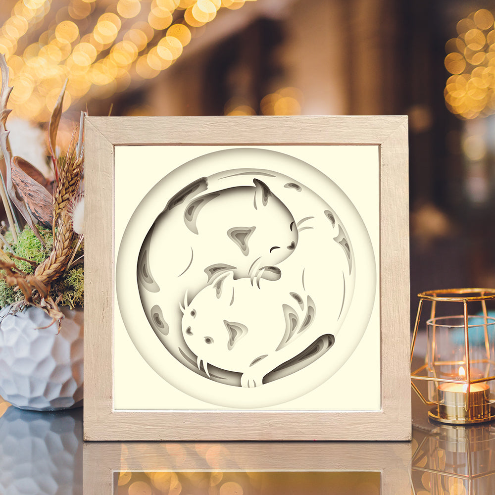 Yin Yang Cats – 3D Lightbox SVG File for Cricut & Silhouette
