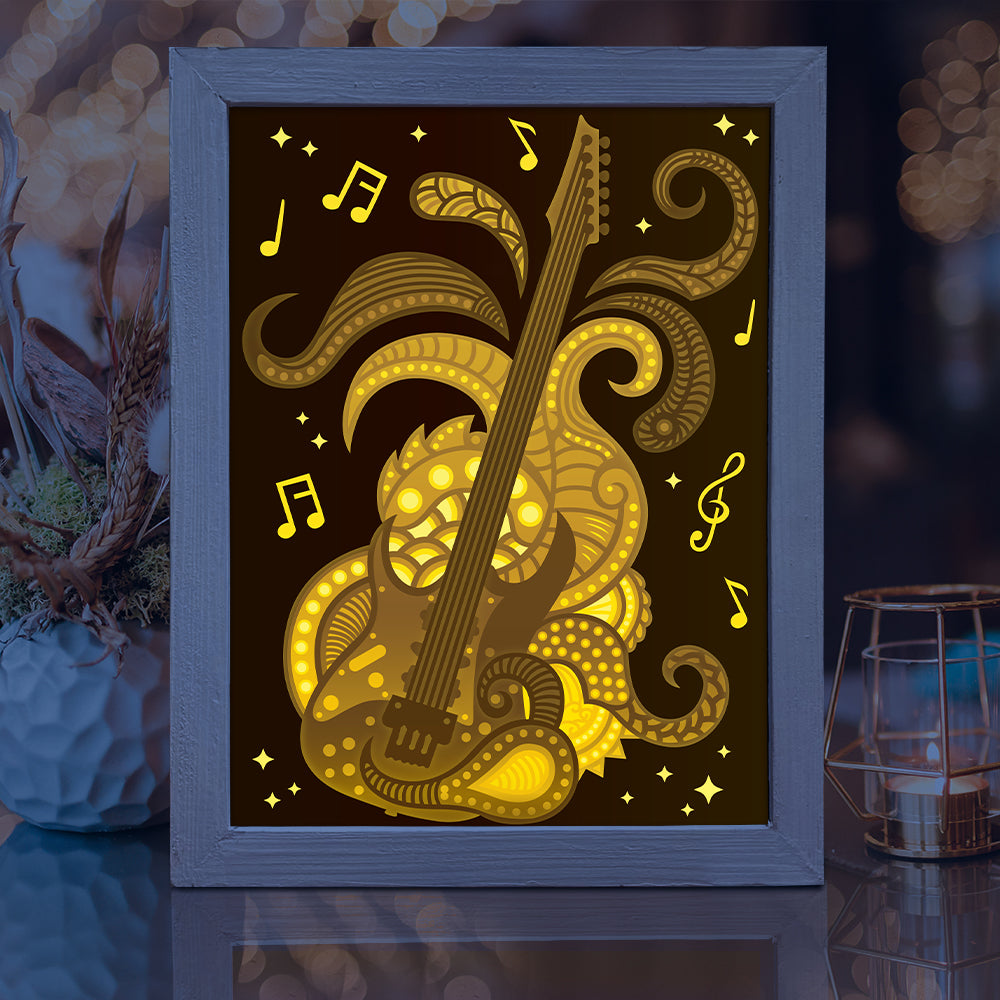 Electric Guitar – 3D Lightbox SVG File for Cricut & Silhouette