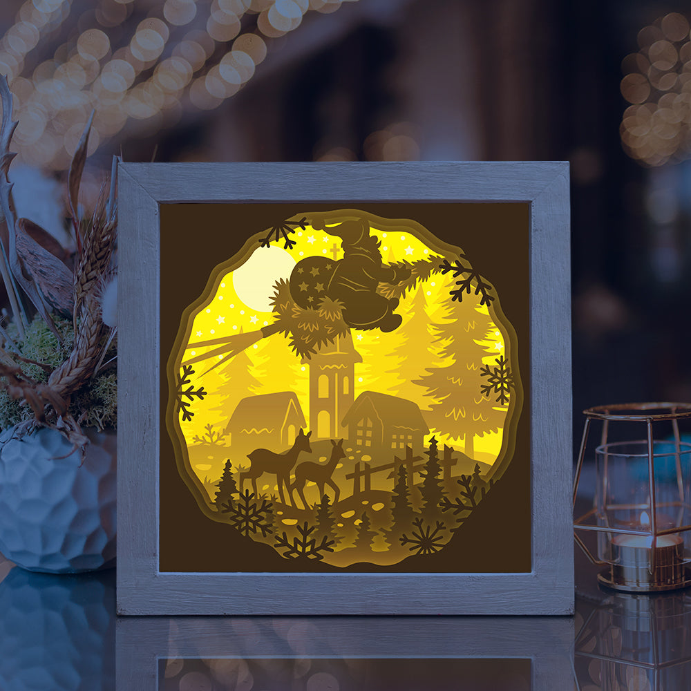 Merry Christmas Village – 3D Lightbox SVG File for Cricut & Silhouette