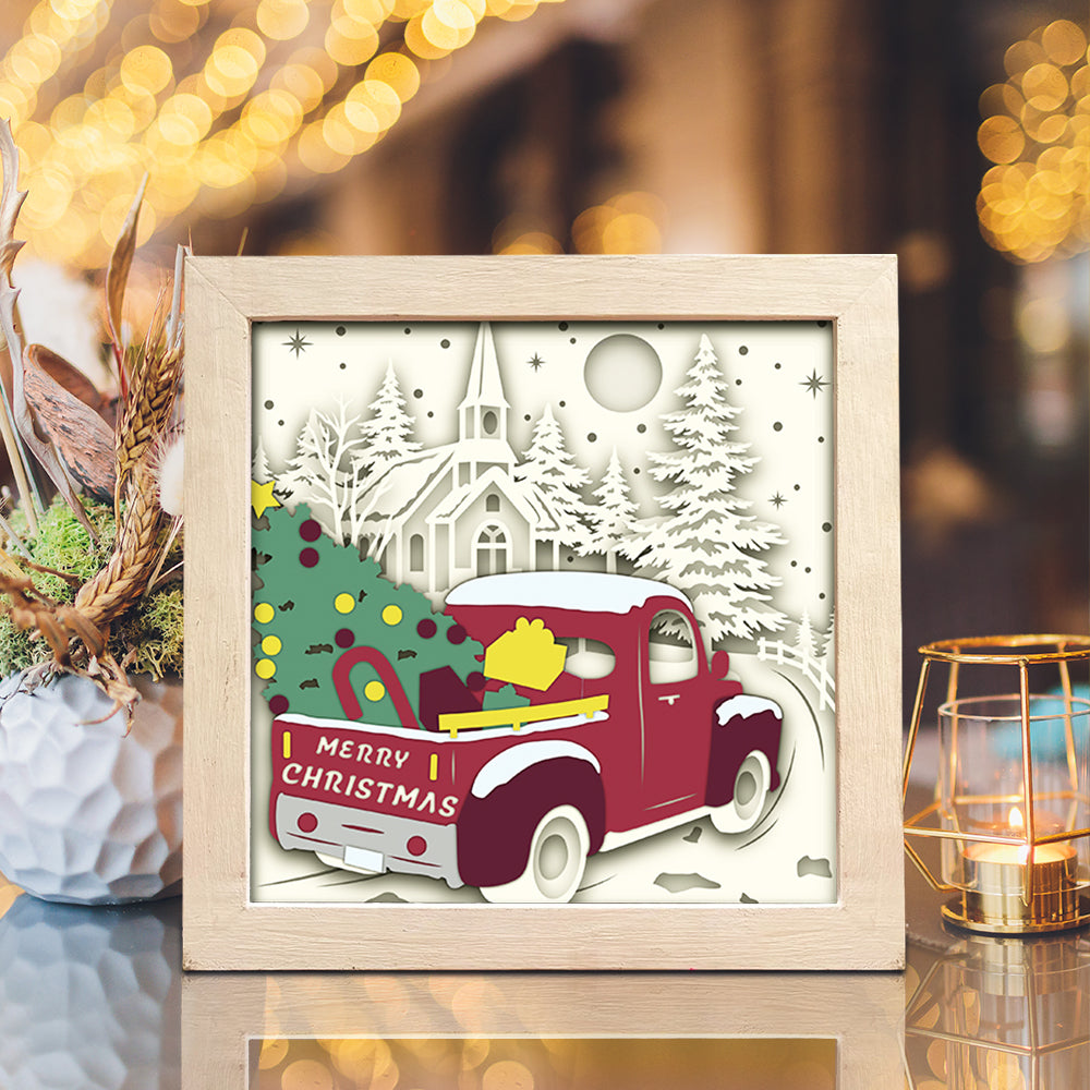 Christmas Truck Color – 3D Lightbox SVG File for Cricut & Silhouette