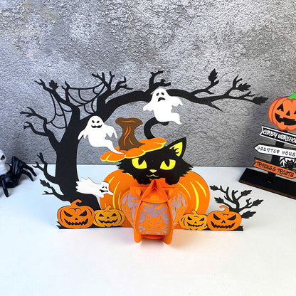 Pumpkin Cat 2 - 3D Halloween Paper Lantern File - Cricut File  - VEKTOR KRAFT
