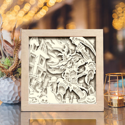 Pumpkin Demon – 3D Lightbox SVG File for Cricut & Silhouette