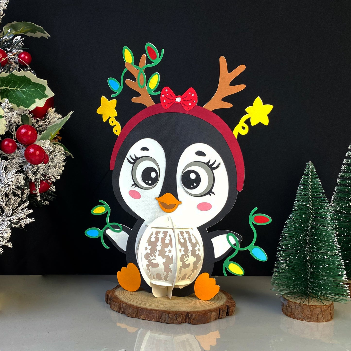 Penguin 2- 3D Christmas Lantern File - Cricut File  - VEKTOR KRAFT