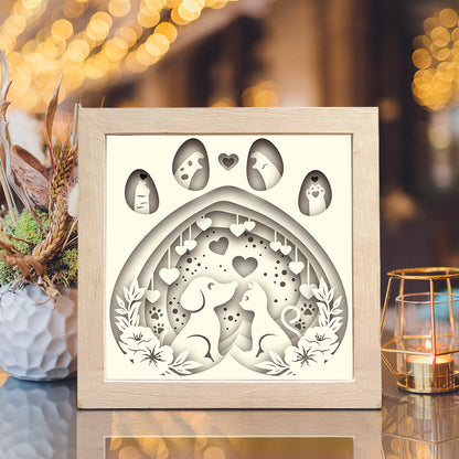Cat And Dog Love – 3D Lightbox SVG File for Cricut & Silhouette