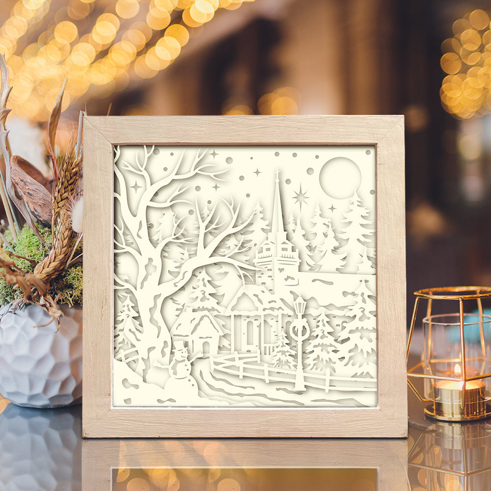 Village Christmas – 3D Lightbox SVG File for Cricut & Silhouette