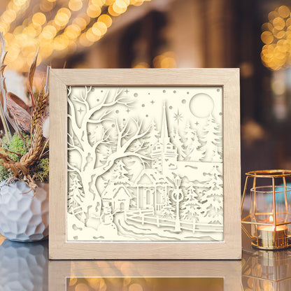 Village Christmas – 3D Lightbox SVG File for Cricut & Silhouette