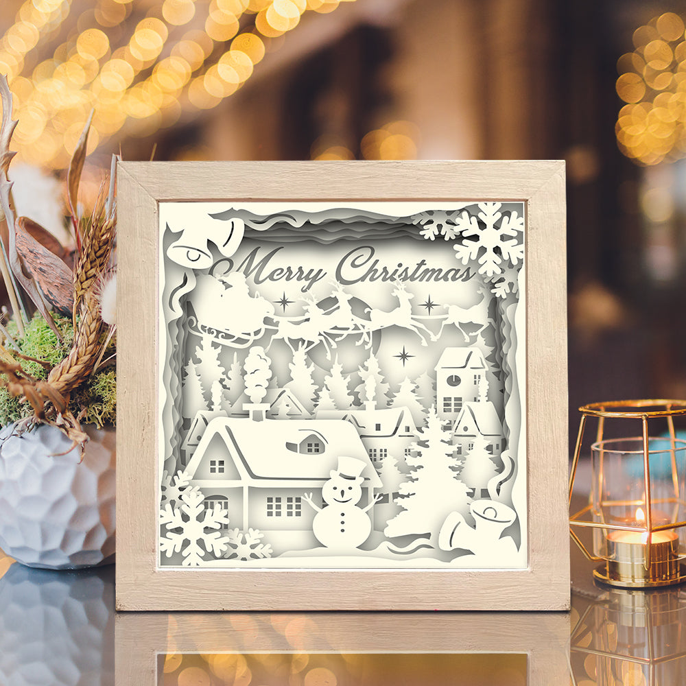 Merry Christmas 9 Square – 3D Lightbox SVG File for Cricut & Silhouette