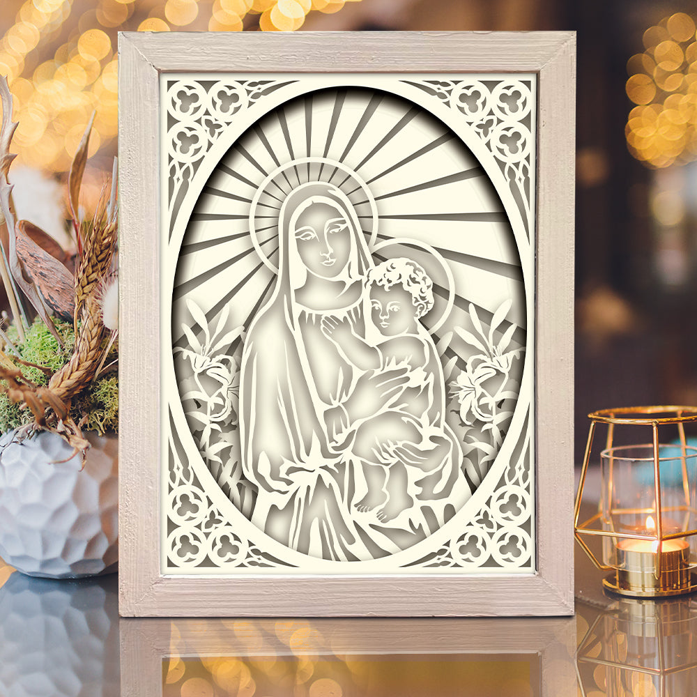 Virgin Mary 2 – 3D Lightbox SVG File for Cricut & Silhouette