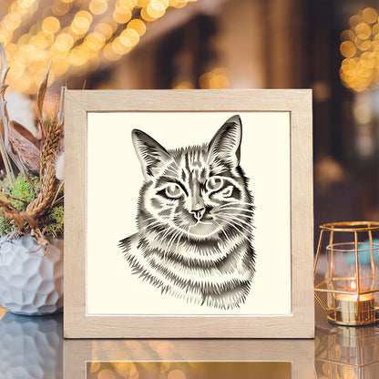 Cat Portrait Square – 3D Lightbox SVG File for Cricut & Silhouette