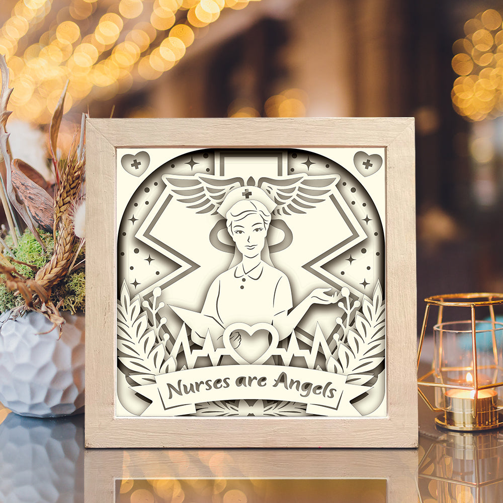 Nurses are Angels – 3D Lightbox SVG File for Cricut & Silhouette