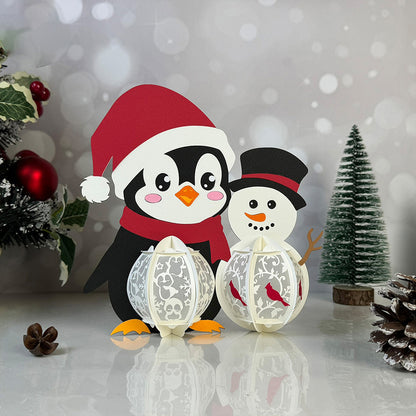 Penguin 3- 3D Christmas Lantern File - Cricut File  - VEKTOR KRAFT