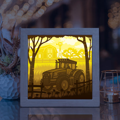 Tractor Square – 3D Lightbox SVG File for Cricut & Silhouette