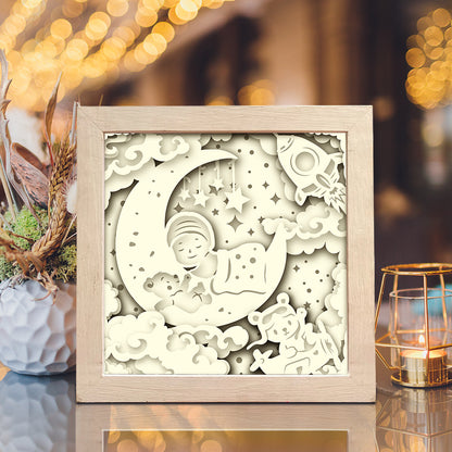 Baby On The Moon – 3D Lightbox SVG File for Cricut & Silhouette