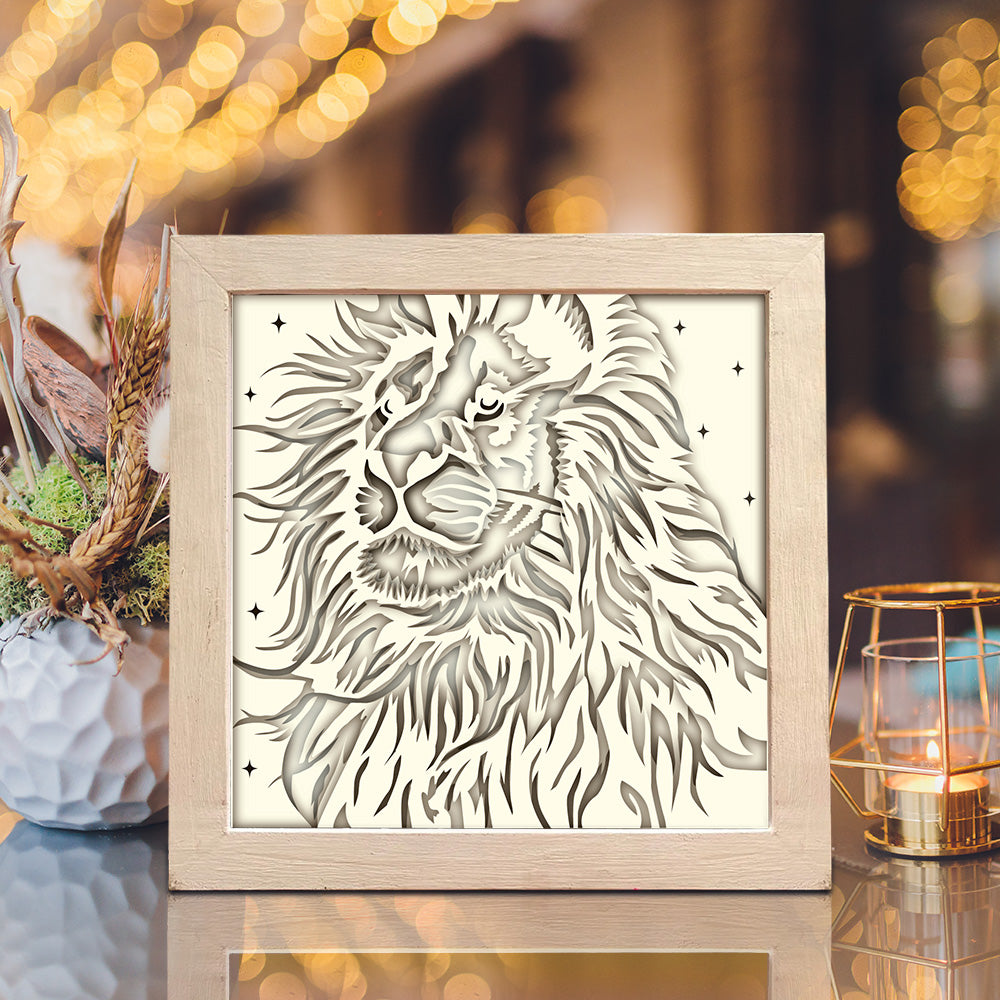 Lion Portrait 2 – 3D Lightbox SVG File for Cricut & Silhouette