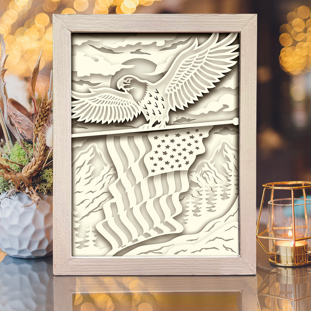 Eagle American Flag - 3D Special Occasions Papercut Lightbox File - Cricut File - VEKTOR KRAFT