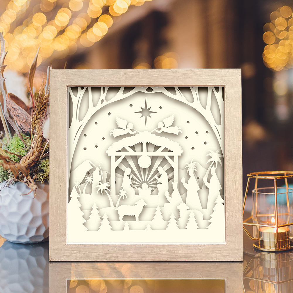 Merry Christmas 14 Square – 3D Lightbox SVG File for Cricut & Silhouette