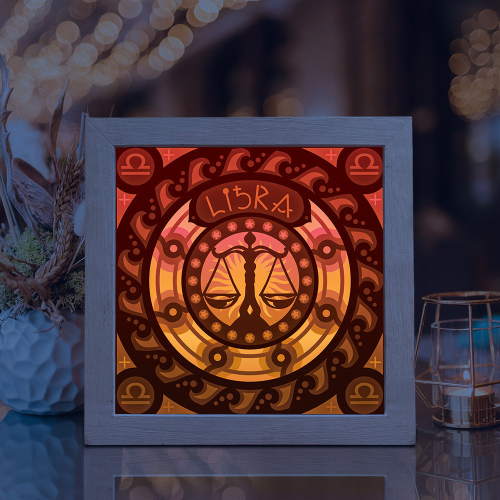 Libra – 3D Lightbox SVG File for Cricut & Silhouette