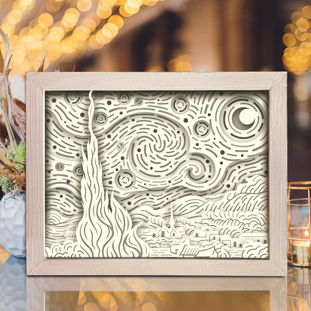 Starry Night – 3D Lightbox SVG File for Cricut & Silhouette