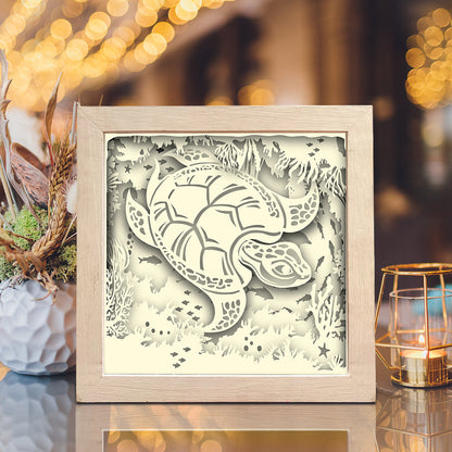 Sea Turtle Square – 3D Lightbox SVG File for Cricut & Silhouette