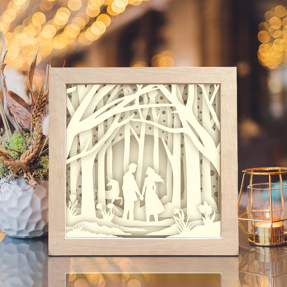 Couple In The Forest – 3D Lightbox SVG File for Cricut & Silhouette