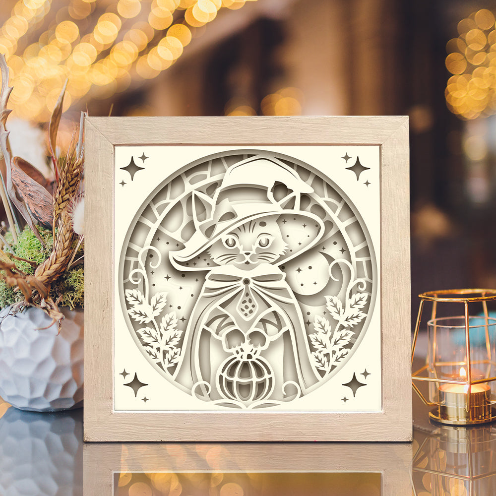 Witch Cat 2 – 3D Lightbox SVG File for Cricut & Silhouette