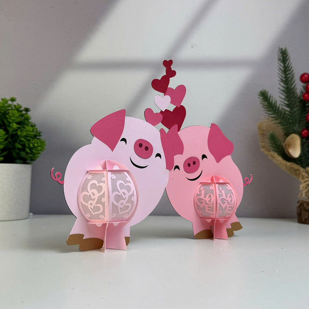 Pig Couple – 3D Lantern SVG File for Cricut & Silhouette
