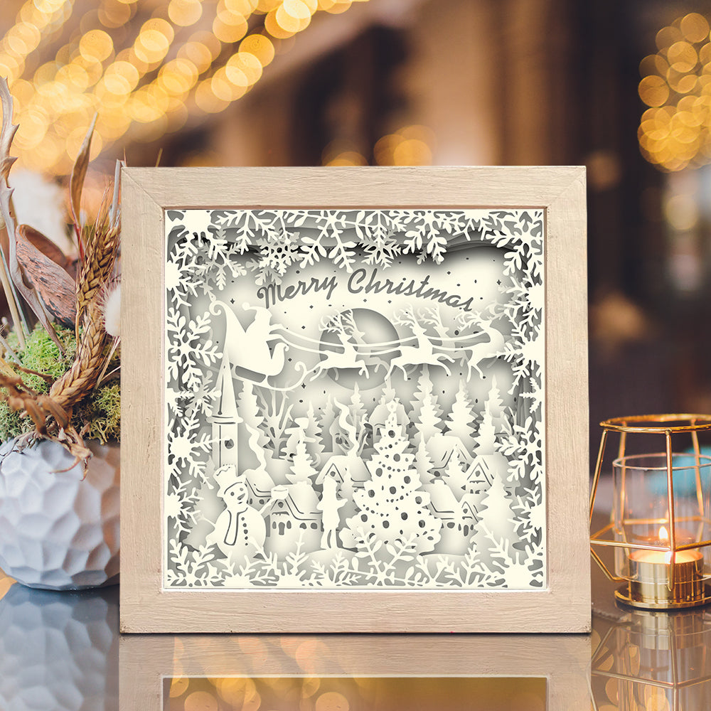 Merry Christmas 16 Square – 3D Lightbox SVG File for Cricut & Silhouette
