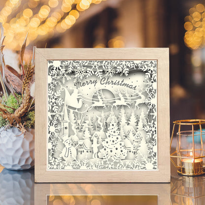 Merry Christmas 16 Square – 3D Lightbox SVG File for Cricut & Silhouette