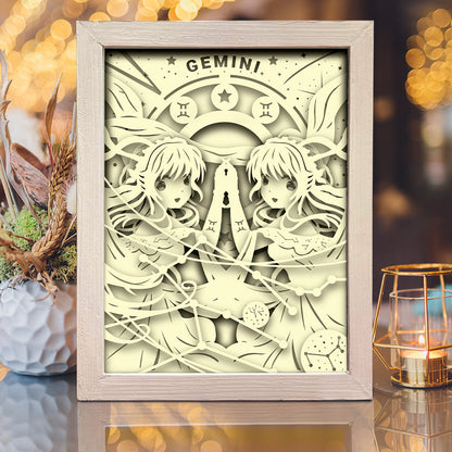 Zodiac Gemini – 3D Lightbox SVG File for Cricut & Silhouette