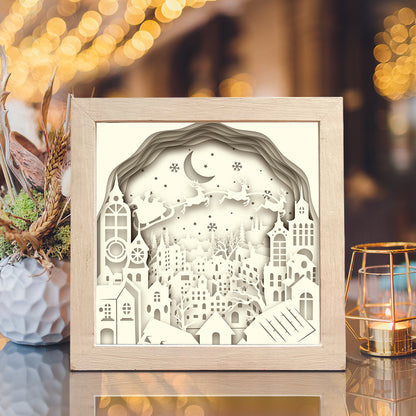Christmas Town – 3D Lightbox SVG File for Cricut & Silhouette