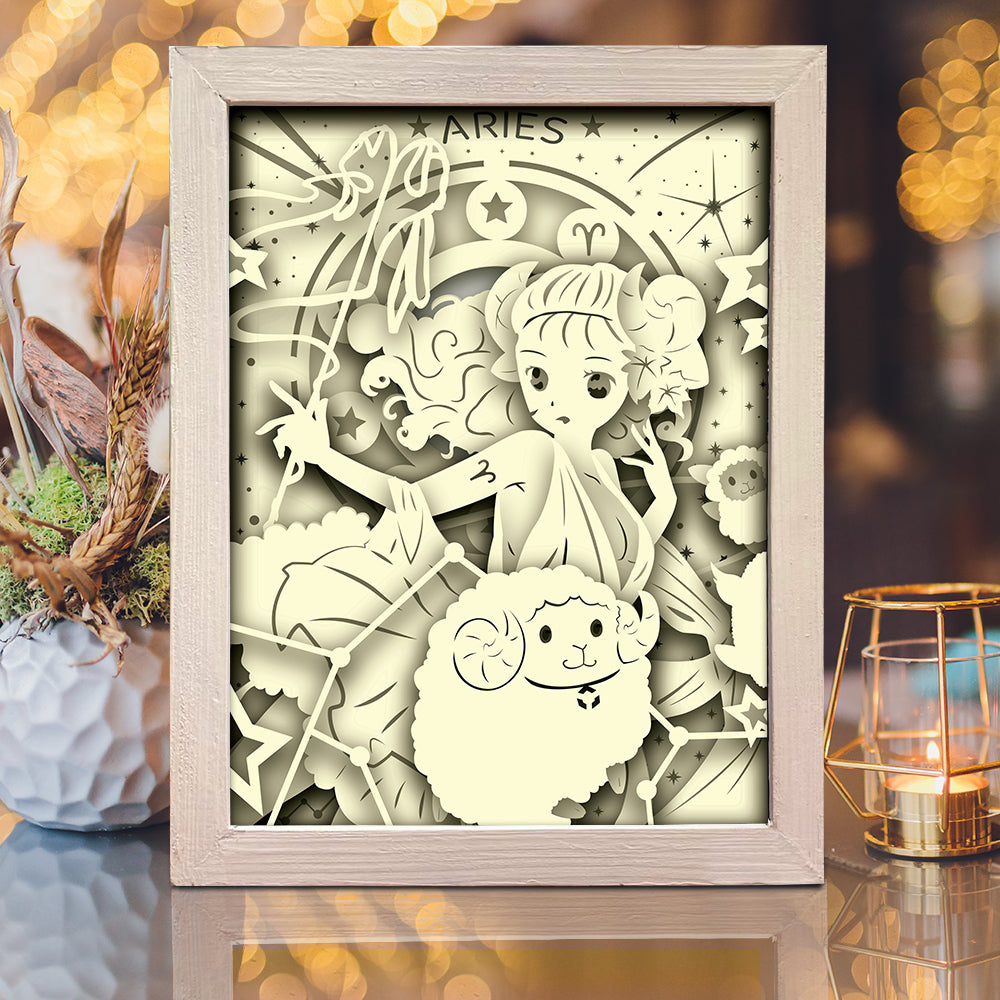 Zodiac Aries – 3D Lightbox SVG File for Cricut & Silhouette