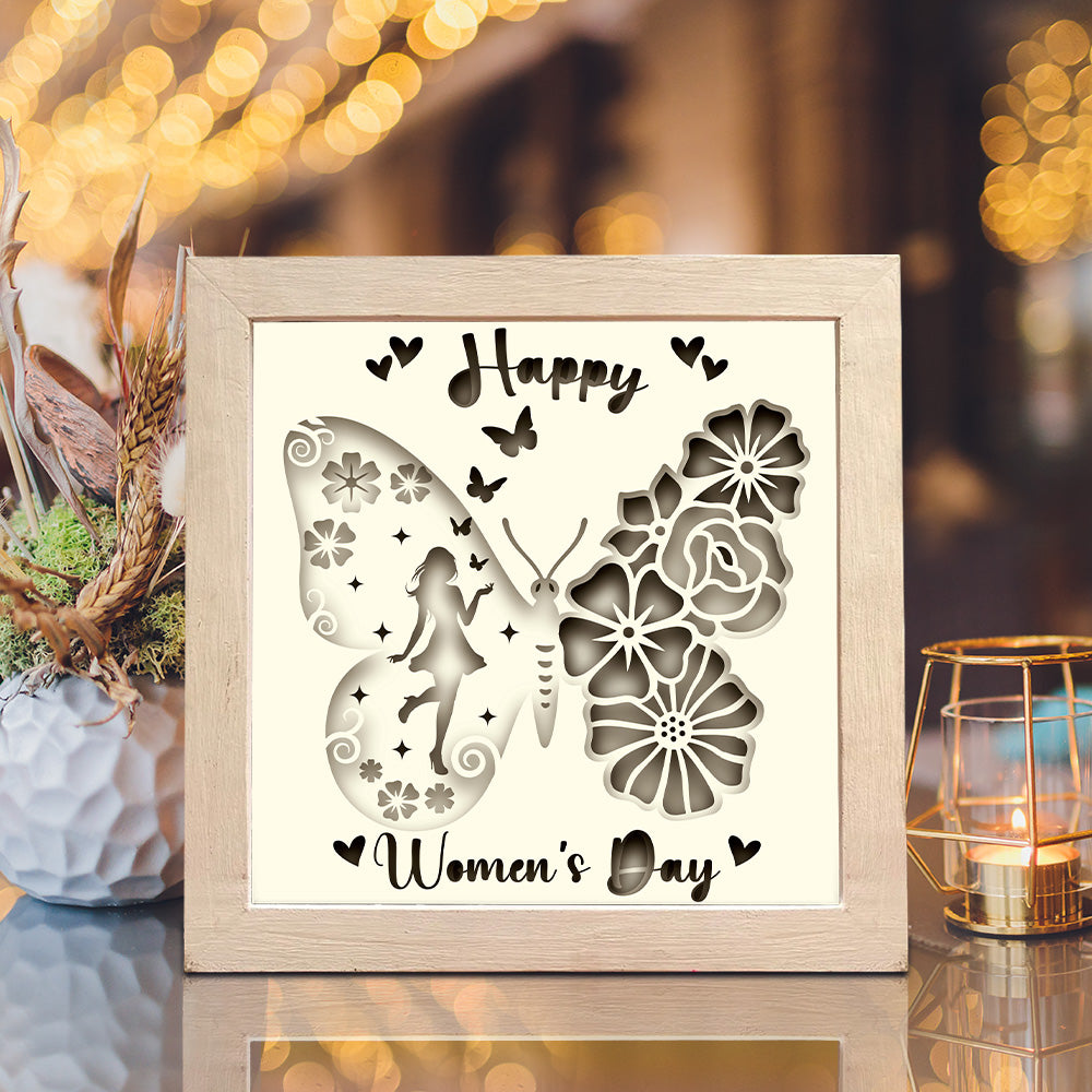 Happy Women's Day 4 – 3D Lightbox SVG File for Cricut & Silhouette